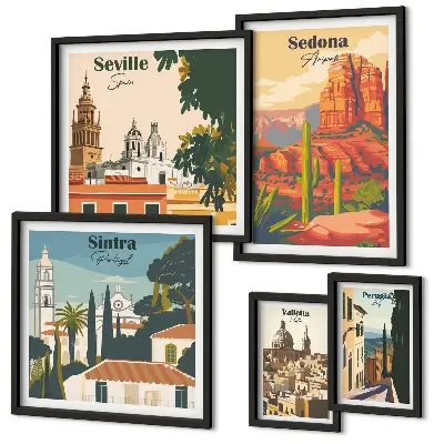 Wanddecoratie compositie Toeristische landschappen van de wereld