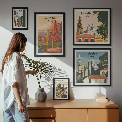 Wanddecoratie compositie Toeristische landschappen van de wereld