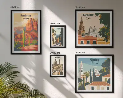 Wanddecoratie compositie Toeristische landschappen van de wereld