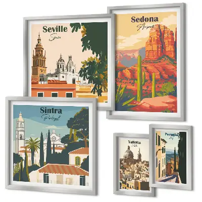 Wanddecoratie compositie Toeristische landschappen van de wereld