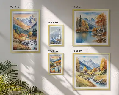 Wanddecoratie compositie Bergrivieren vuurtoren