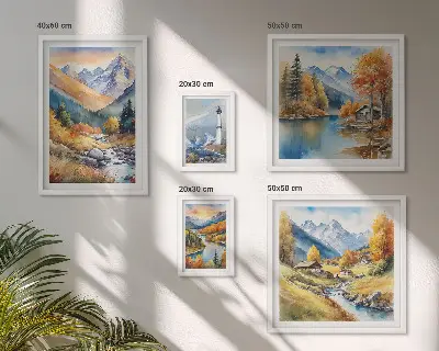 Wanddecoratie compositie Bergrivieren vuurtoren