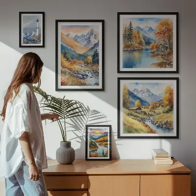 Wanddecoratie compositie Bergrivieren vuurtoren