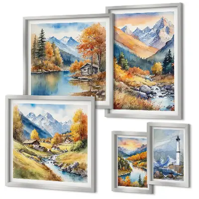 Wanddecoratie compositie Bergrivieren vuurtoren