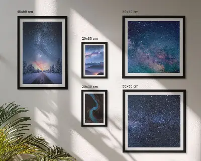 Moderne schilderijen set met kosmische nachtlandschappen