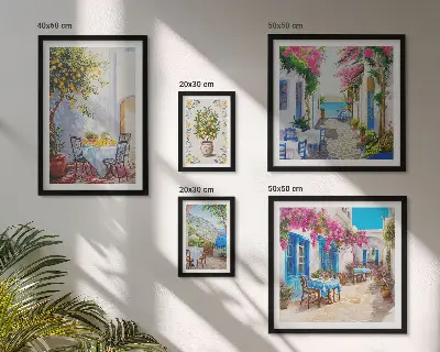 Wanddecoratie compositie Charmante landschappen met bloemen