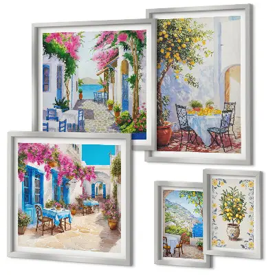 Wanddecoratie compositie Charmante landschappen met bloemen