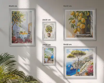 Gallery wall met citrusvruchten in de zon
