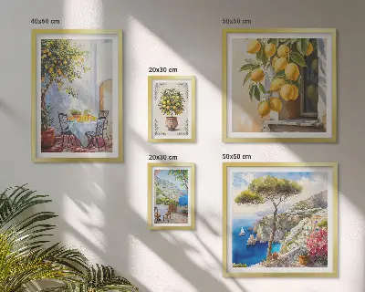 Gallery wall met citrusvruchten in de zon
