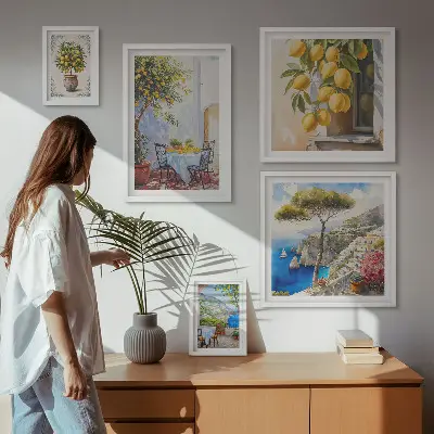 Gallery wall met citrusvruchten in de zon