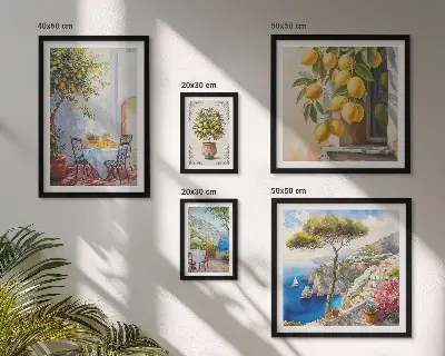 Gallery wall met citrusvruchten in de zon
