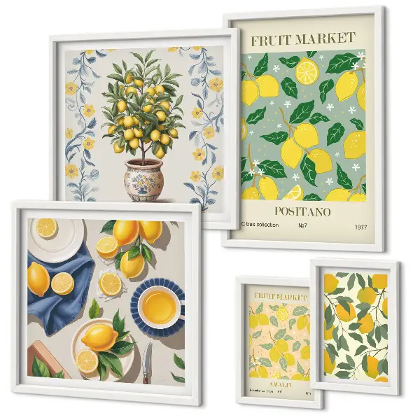 Wanddecoratie met compositie van frisse citrusvruchten patroon met frisse citrusvruchten
