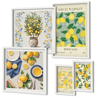Wanddecoratie compositie Frisse citrusvruchtenpatronen