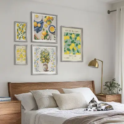 Wanddecoratie met compositie van frisse citrusvruchten patroon met frisse citrusvruchten