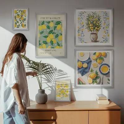 Wanddecoratie met compositie van frisse citrusvruchten patroon met frisse citrusvruchten