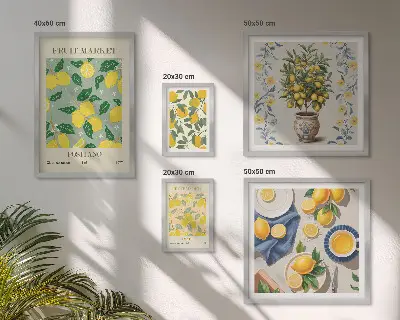 Wanddecoratie met compositie van frisse citrusvruchten patroon met frisse citrusvruchten