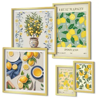 Wanddecoratie met compositie van frisse citrusvruchten patroon met frisse citrusvruchten