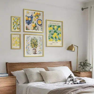 Wanddecoratie met compositie van frisse citrusvruchten patroon met frisse citrusvruchten