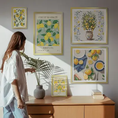 Wanddecoratie met compositie van frisse citrusvruchten patroon met frisse citrusvruchten