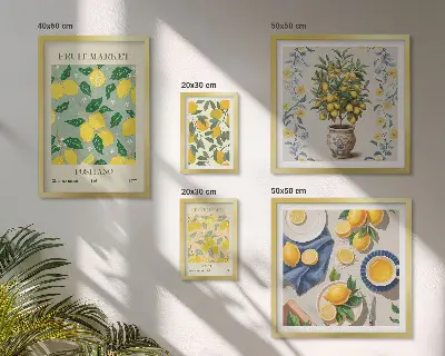 Wanddecoratie met compositie van frisse citrusvruchten patroon met frisse citrusvruchten
