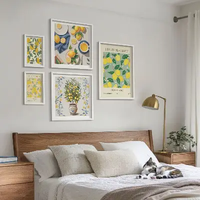 Wanddecoratie met compositie van frisse citrusvruchten patroon met frisse citrusvruchten