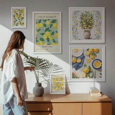 Wanddecoratie met compositie van frisse citrusvruchten patroon met frisse citrusvruchten