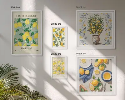 Wanddecoratie met compositie van frisse citrusvruchten patroon met frisse citrusvruchten