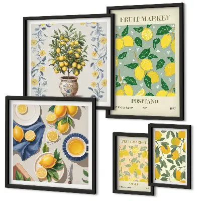 Wanddecoratie met compositie van frisse citrusvruchten patroon met frisse citrusvruchten
