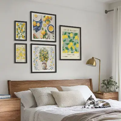 Wanddecoratie met compositie van frisse citrusvruchten patroon met frisse citrusvruchten
