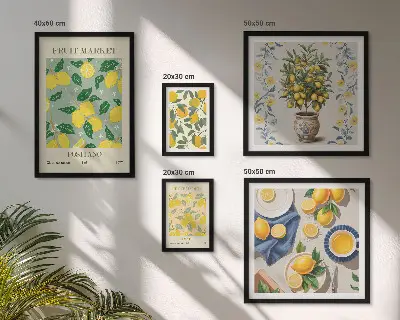 Wanddecoratie met compositie van frisse citrusvruchten patroon met frisse citrusvruchten