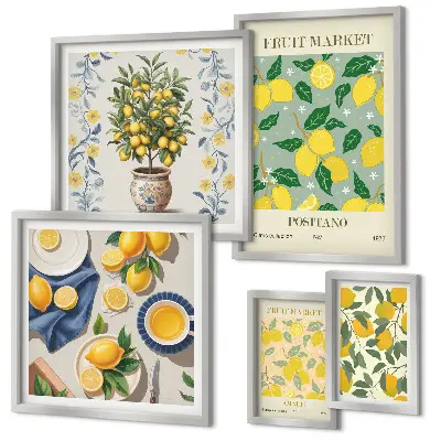 Wanddecoratie met compositie van frisse citrusvruchten patroon met frisse citrusvruchten
