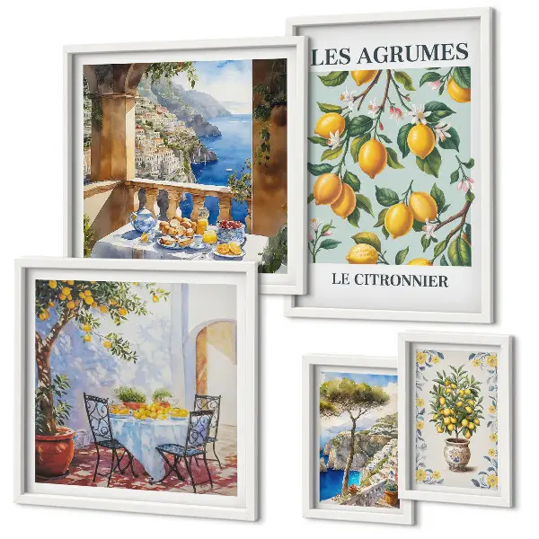 Moderne schilderijenset met citrusinspiratie uit de Provence