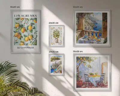 Moderne schilderijenset met citrusinspiratie uit de Provence