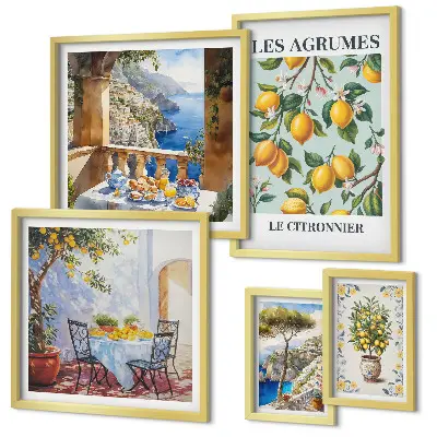 Moderne schilderijenset met citrusinspiratie uit de Provence