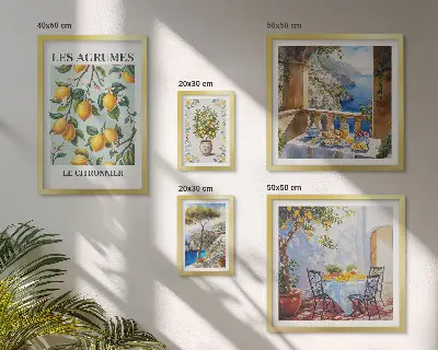 Moderne schilderijenset met citrusinspiratie uit de Provence