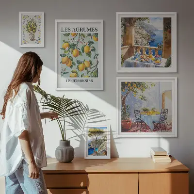 Moderne schilderijenset met citrusinspiratie uit de Provence