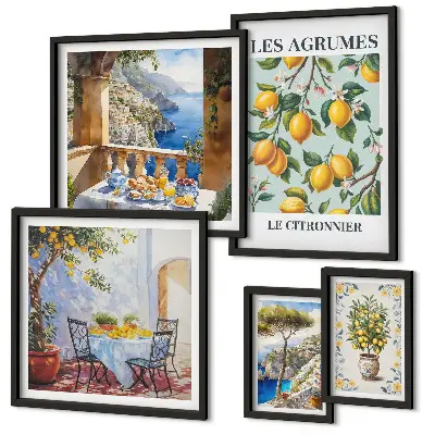 Moderne schilderijenset met citrusinspiratie uit de Provence