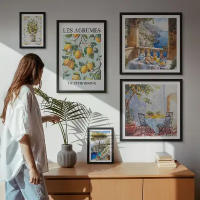 Moderne schilderijenset met citrusinspiratie uit de Provence