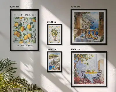 Moderne schilderijenset met citrusinspiratie uit de Provence