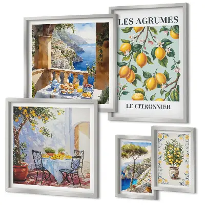 Moderne schilderijenset met citrusinspiratie uit de Provence