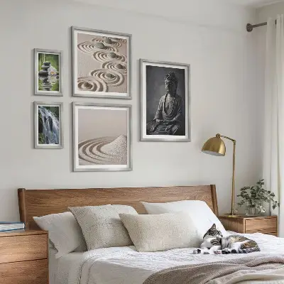 Wanddecoratie compositie met ontspannende zen-natuurthema's