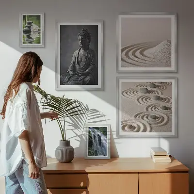 Wanddecoratie compositie met ontspannende zen-natuurthema's