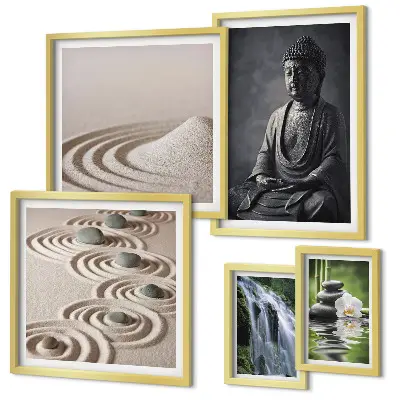 Wanddecoratie compositie met ontspannende zen-natuurthema's