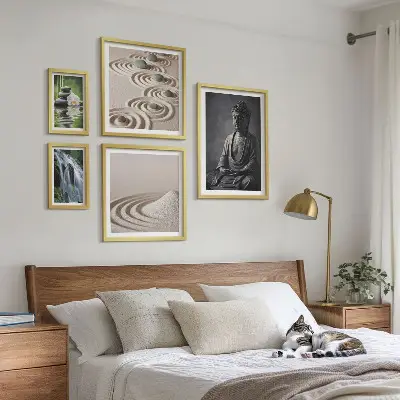 Wanddecoratie compositie met ontspannende zen-natuurthema's