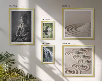 Wanddecoratie compositie met ontspannende zen-natuurthema's