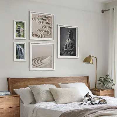 Wanddecoratie compositie met ontspannende zen-natuurthema's