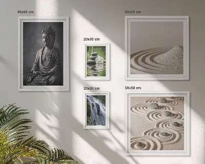 Wanddecoratie compositie met ontspannende zen-natuurthema's