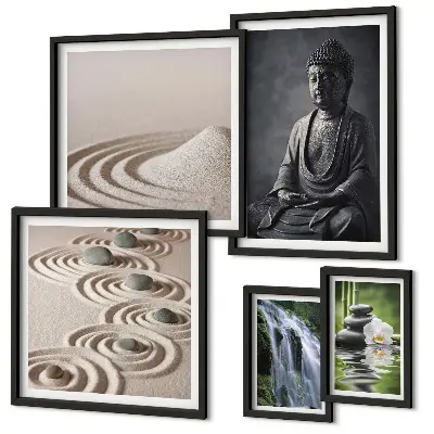 Wanddecoratie compositie met ontspannende zen-natuurthema's