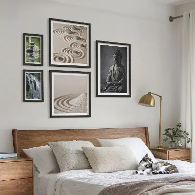 Wanddecoratie compositie met ontspannende zen-natuurthema's