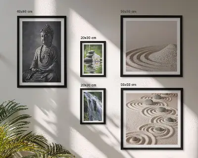 Wanddecoratie compositie met ontspannende zen-natuurthema's